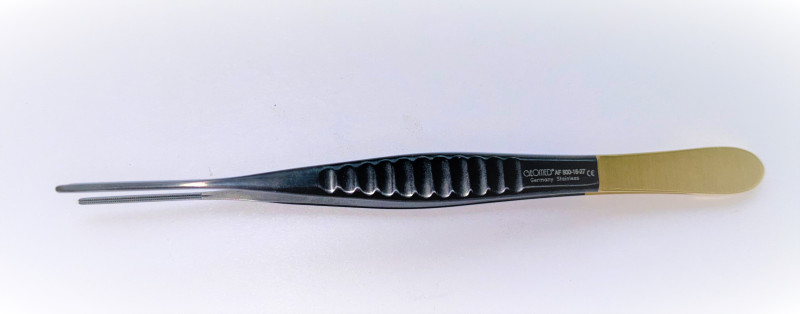 Пинцет атравматический по DeBarky размер 16 см 6 3/4" ширина 1.5MM. Покрытие AlTiN черного чвета.